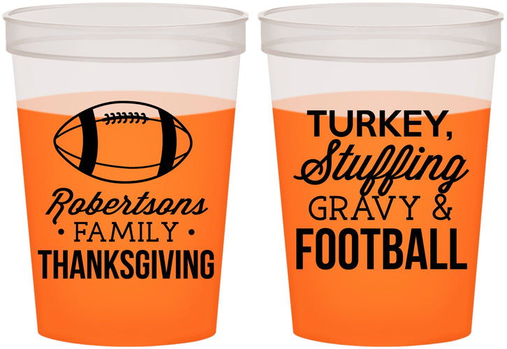 Custom Thanksgiving 16 oz Color Changing Cups - Football Turkey | 260010