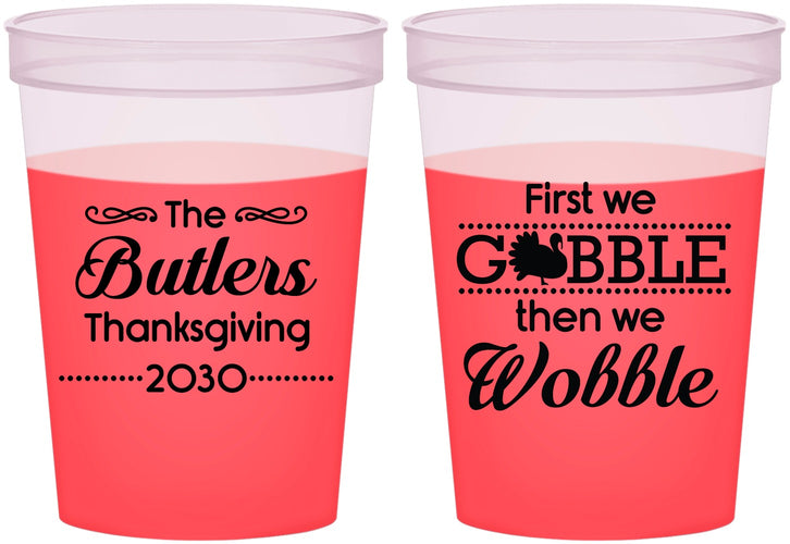 Custom Thanksgiving 16 oz Color Changing Cups - Gobble Til You Wobble | 260013