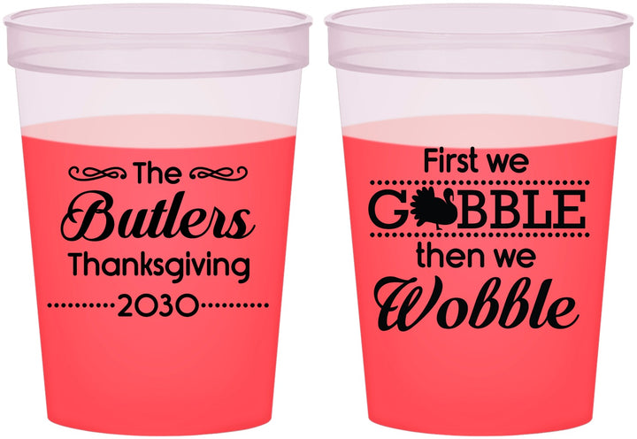 Custom Thanksgiving 16 oz Color Changing Cups - Gobble Til You Wobble | 260013