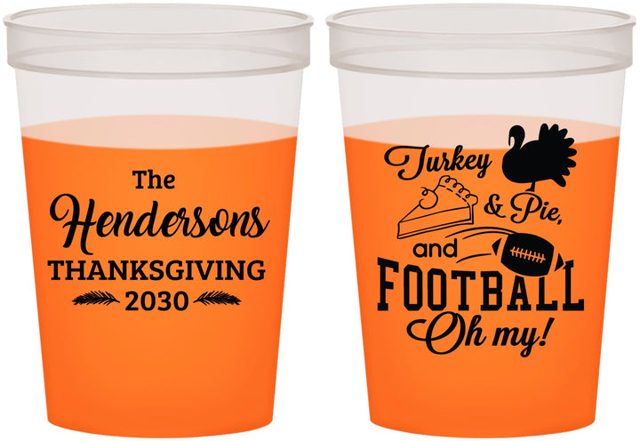 Custom Thanksgiving 16 oz Color Changing Cups - Football Turkey | 260014