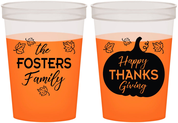 Custom Thanksgiving 16 oz Color Changing Cups - Pumpkin | 260016