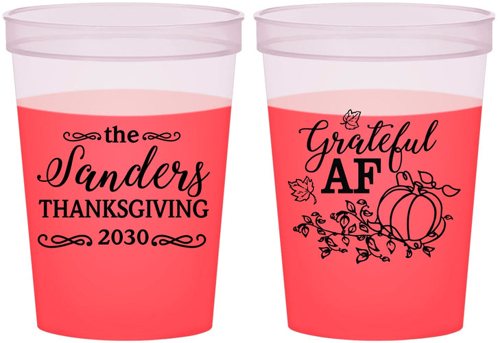 Custom Thanksgiving 16 oz Color Changing Cups - Grateful Af | 260017