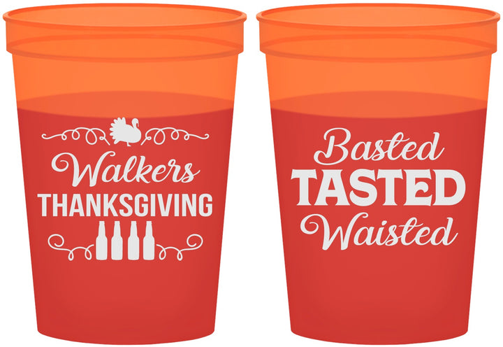 Custom Thanksgiving 16 oz Color Changing Cups - Basted Tasted Waisted | 260027