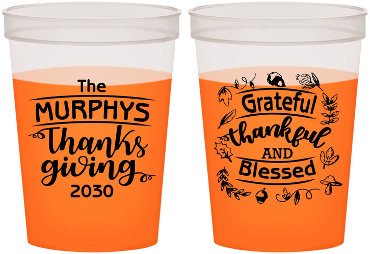 Custom Thanksgiving 16 oz Color Changing Cups - Grateful Blessed | 260028