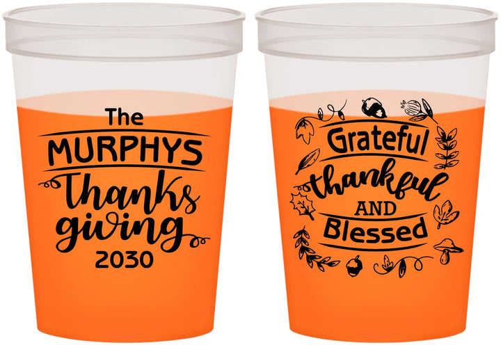 Custom Thanksgiving 16 oz Color Changing Cups - Grateful Blessed | 260028
