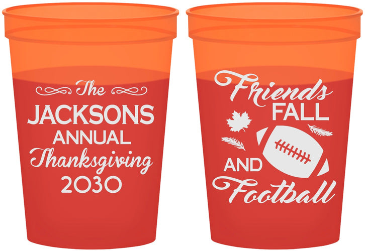 Custom Thanksgiving 16 oz Color Changing Cups - Football | 260031