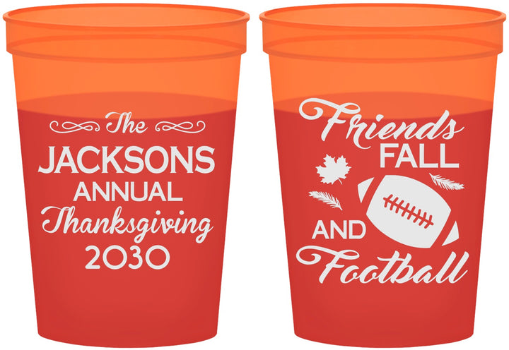 Custom Thanksgiving 16 oz Color Changing Cups - Football | 260031