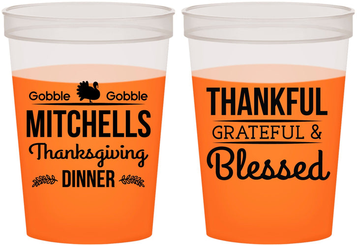 Custom Thanksgiving 16 oz Color Changing Cups - Thankful Blessed | 260032
