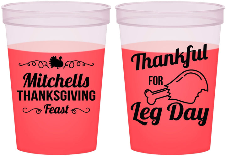 Custom Thanksgiving 16 oz Color Changing Cups - Leg Day | 260033