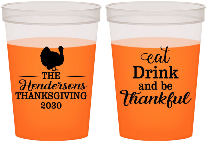 Custom Thanksgiving 16 oz Color Changing Cups - Eat Drink Thankful | 260036