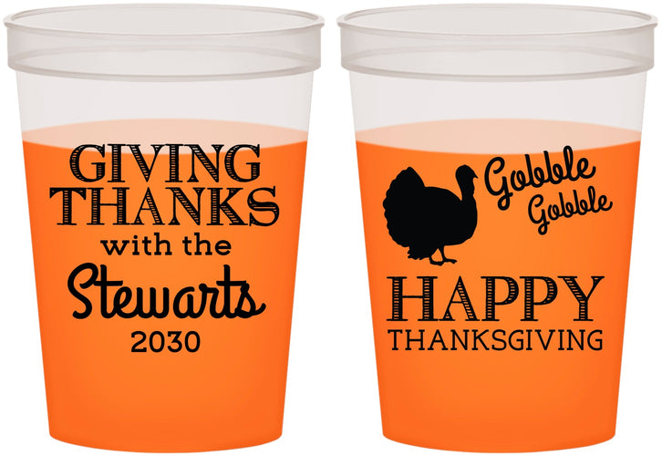 Custom Thanksgiving 16 oz Color Changing Cups - Gobble Gobble | 260040