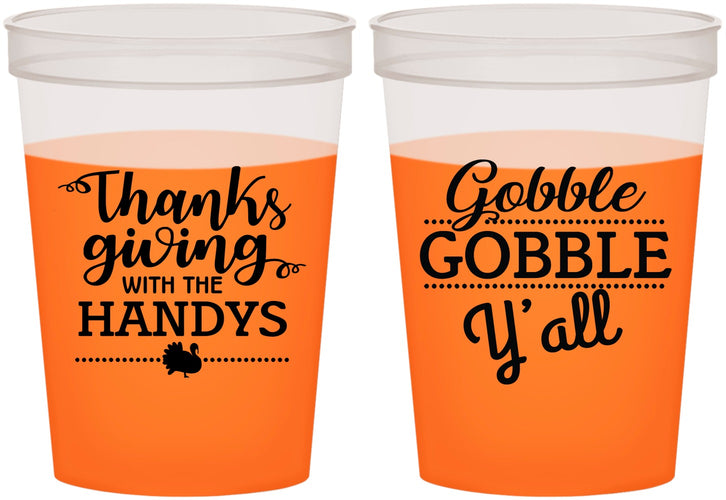 Custom Thanksgiving 16 oz Color Changing Cups - Gobble Gobble | 260044