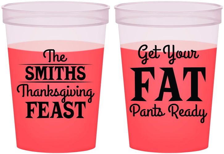Custom Thanksgiving 16 oz Color Changing Cups - Fat Pants Ready | 260045
