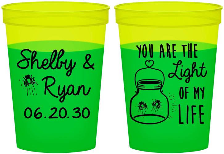 Custom Wedding 16 oz Color Changing Cups - You Are The Light Of My Life | 262
