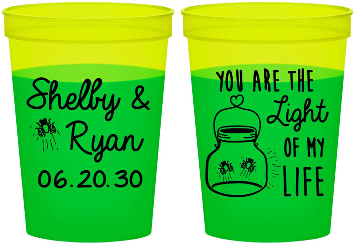 Custom Wedding 16 oz Color Changing Cups - You Are The Light Of My Life | 262