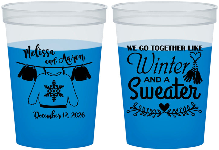 Custom Wedding 16 oz Color Changing Cups - Christmas Sweater | 265