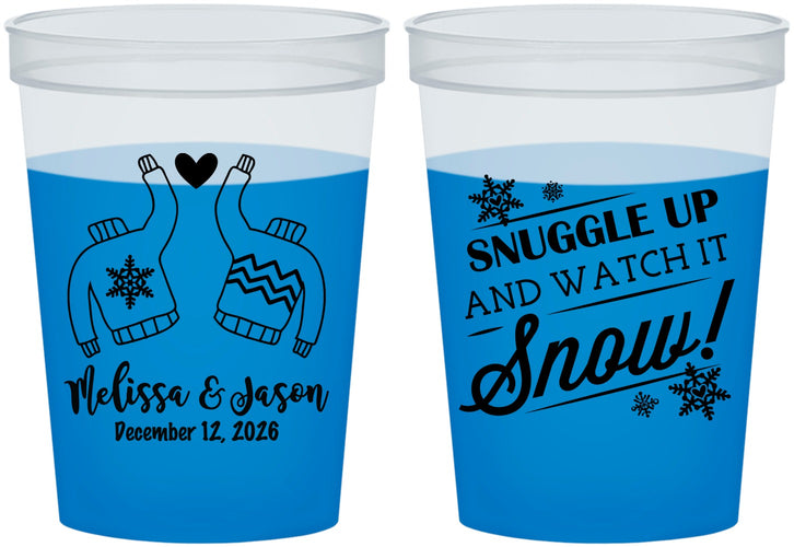 Custom Wedding 16 oz Color Changing Cups - Christmas Snow | 268