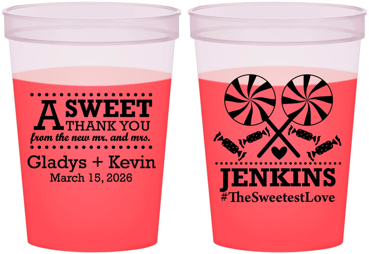 Custom Wedding 16 oz Color Changing Cups - Sweet Thank You | 269