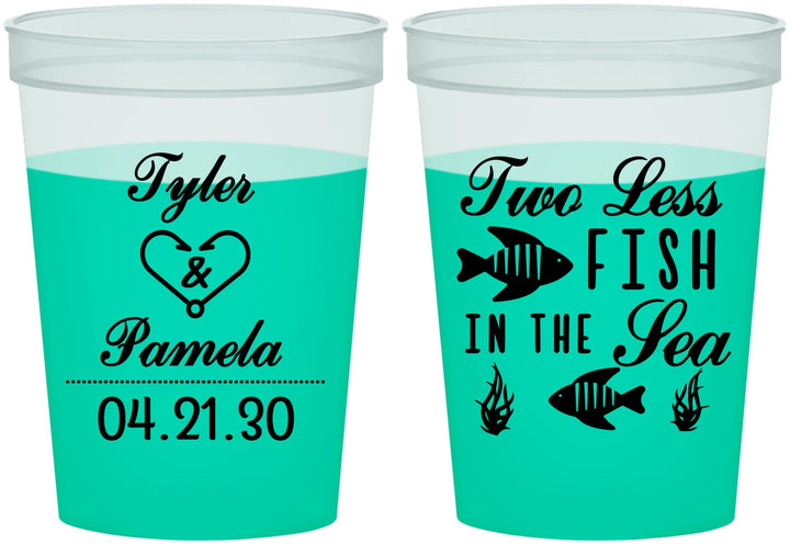 Custom Wedding 16 oz Color Changing Cups - Two Less Fish In The Sea | 270