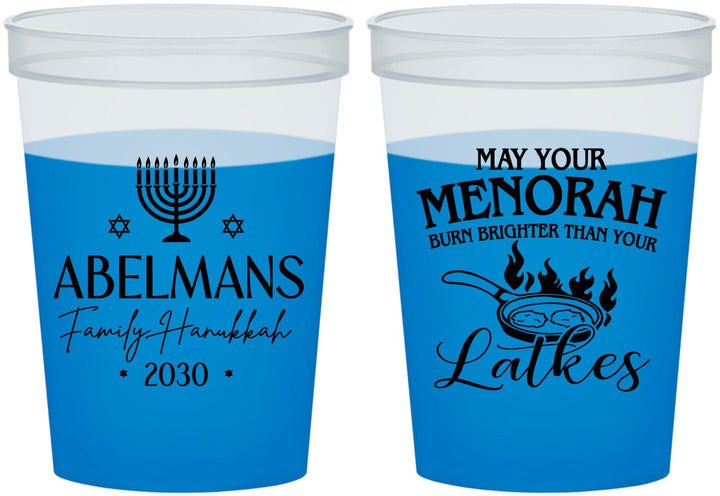 Custom Hanukkah 16 oz Color Changing Cups - Menorah Latkes | 270019