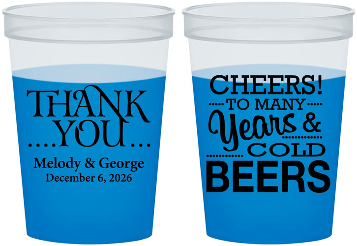 Custom Wedding 16 oz Color Changing Cups - Cheers Years Cold Beers | 271