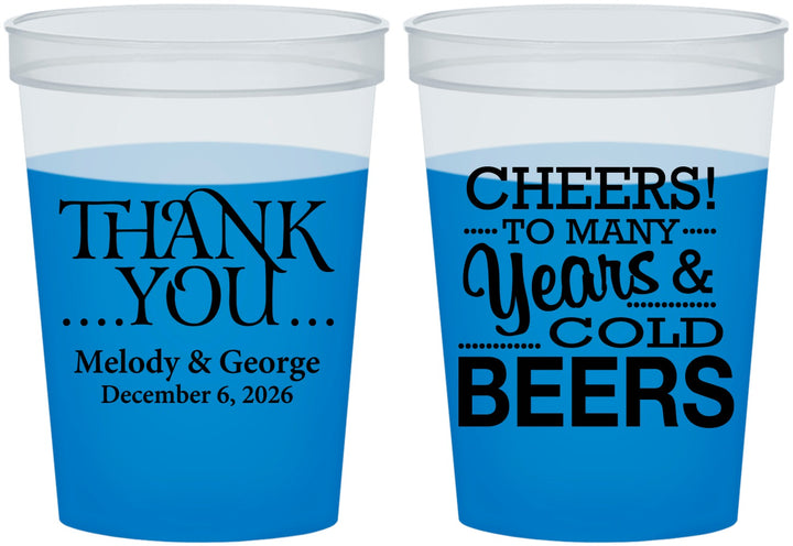 Custom Wedding 16 oz Color Changing Cups - Cheers Years Cold Beers | 271