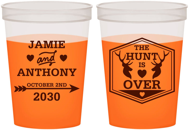 Custom Wedding 16 oz Color Changing Cups - The Hunt Is Over | 272