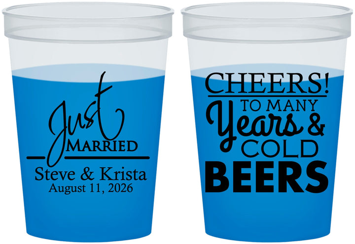 Custom Wedding 16 oz Color Changing Cups - Cheers Years Cold Beers | 274