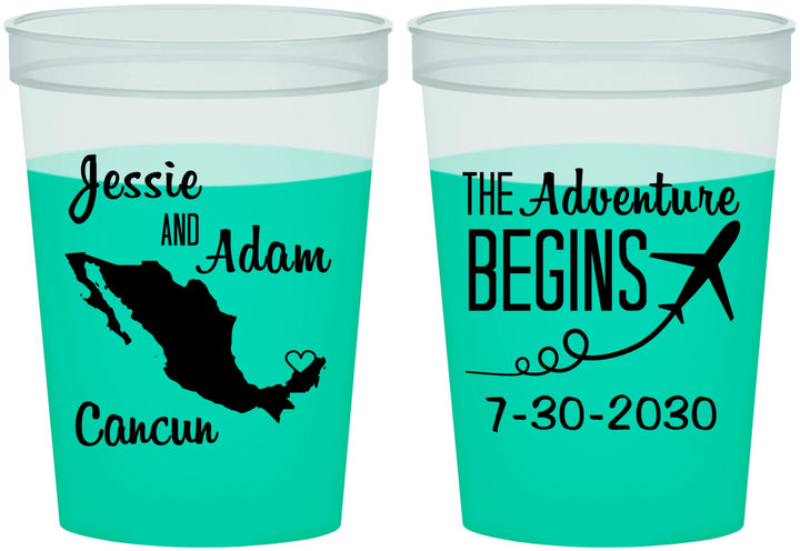 Custom Wedding 16 oz Color Changing Cups - The Adventure Begins | 275