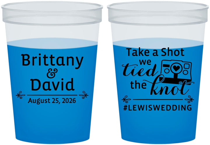 Custom Wedding 16 oz Color Changing Cups - Take A Shot We Tied The Knot | 277