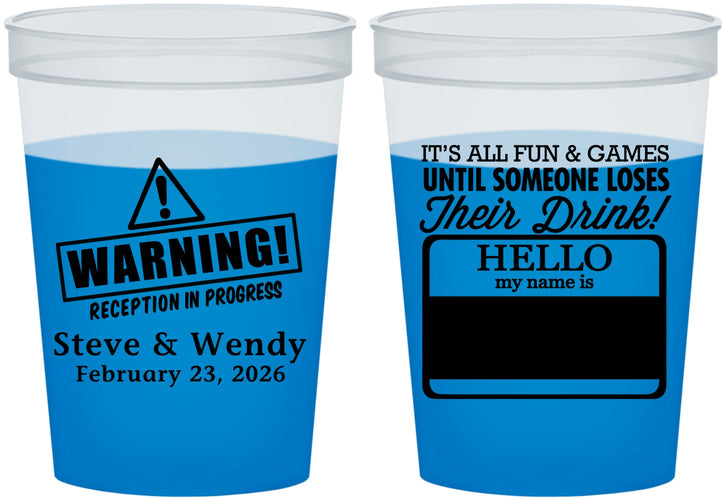 Custom Wedding 16 oz Color Changing Cups - Hello My Name Is | 280