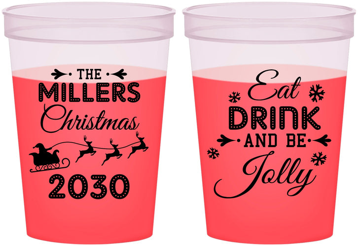 Custom Christmas 16 oz Color Changing Cups - Eat Drink And Be Jolly | 280010