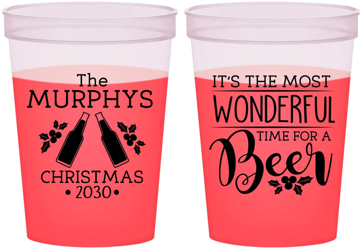 Custom Christmas 16 oz Color Changing Cups - Wonderful Time For A Beer | 280012