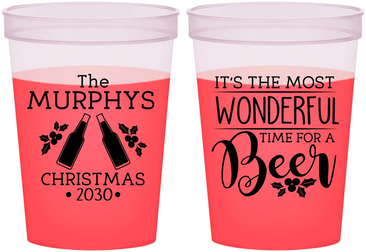 Custom Christmas 16 oz Color Changing Cups - Wonderful Time For A Beer | 280012