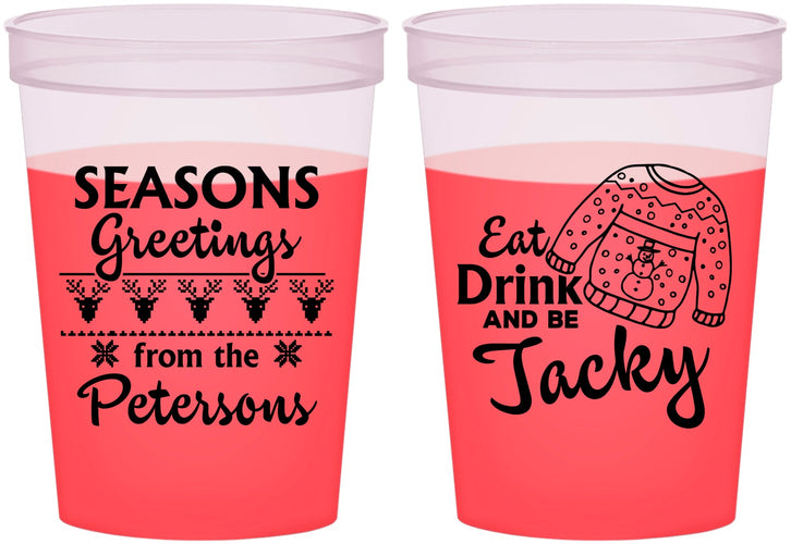 Custom Christmas 16 oz Color Changing Cups - Eat Drink Be Jacky | 280016