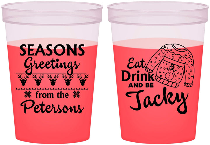 Custom Christmas 16 oz Color Changing Cups - Eat Drink Be Jacky | 280016