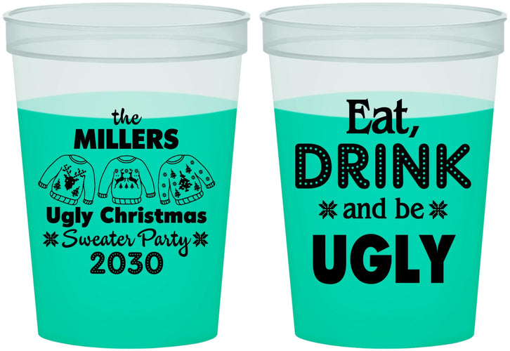 Custom Christmas 16 oz Color Changing Cups - Ugly Sweater | 280023