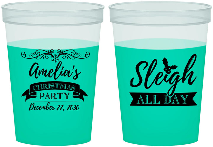 Custom Christmas 16 oz Color Changing Cups - Sleigh All Day | 280031