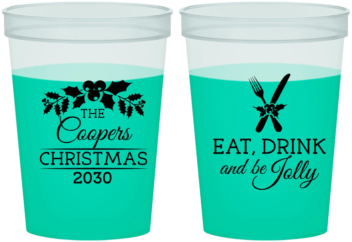 Custom Christmas 16 oz Color Changing Cups - Eat Drink And Be Jolly | 280033