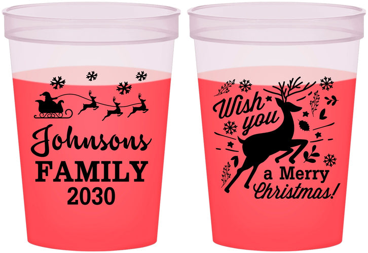 Custom Christmas 16 oz Color Changing Cups - Reindeer | 280044