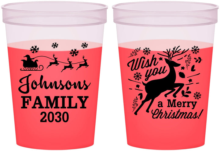 Custom Christmas 16 oz Color Changing Cups - Reindeer | 280044