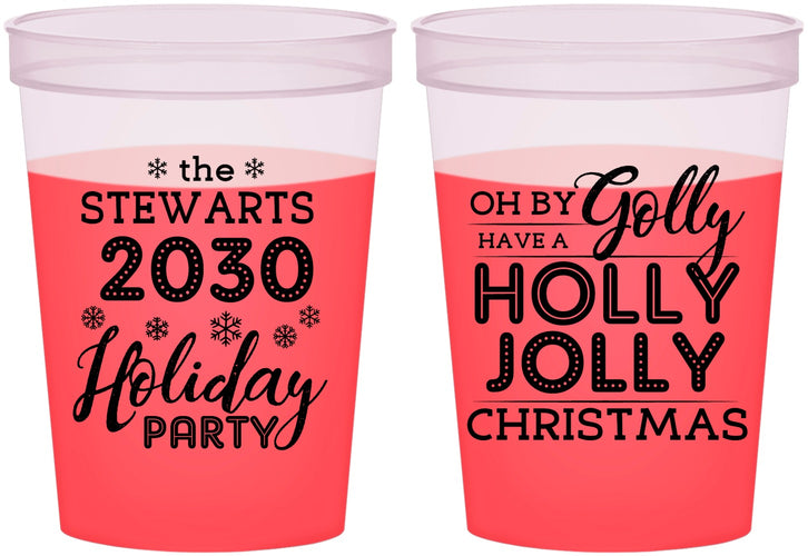 Custom Christmas 16 oz Color Changing Cups - Holly Jolly | 280046