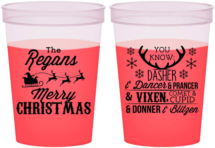 Custom Christmas 16 oz Color Changing Cups - Reindeer | 280062