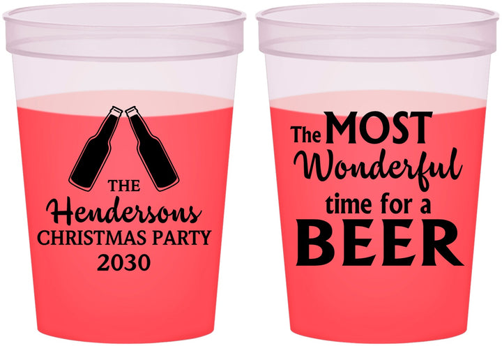 Custom Christmas 16 oz Color Changing Cups - Wonderful Time For A Beer | 280064