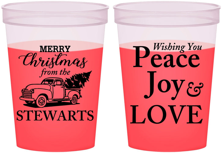Custom Christmas 16 oz Color Changing Cups - Peace Joy Love | 280070