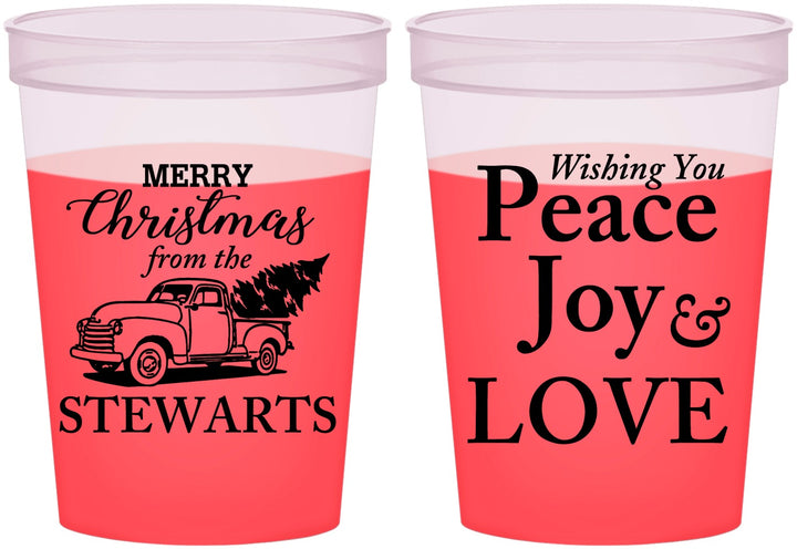 Custom Christmas 16 oz Color Changing Cups - Peace Joy Love | 280070