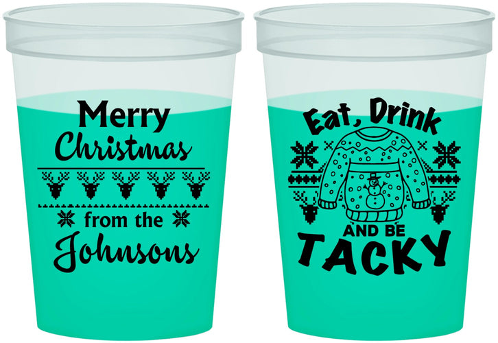 Custom Christmas 16 oz Color Changing Cups - Eat Drink Tacky | 280081