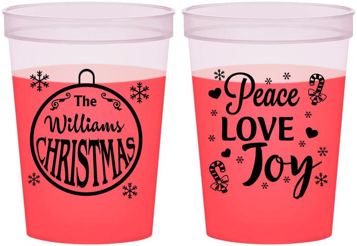 Custom Christmas 16 oz Color Changing Cups - Peace Joy Love | 280094