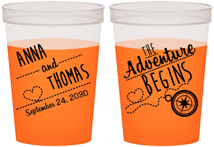 Custom Wedding 16 oz Color Changing Cups - The Adventure Begins | 284