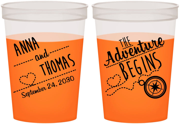 Custom Wedding 16 oz Color Changing Cups - The Adventure Begins | 284